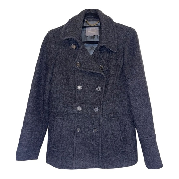 J. Crew Charcoal Dark Gray Stadium Cloth Nello Gore Wool Blend Pea Coat - Picture 11 of 11